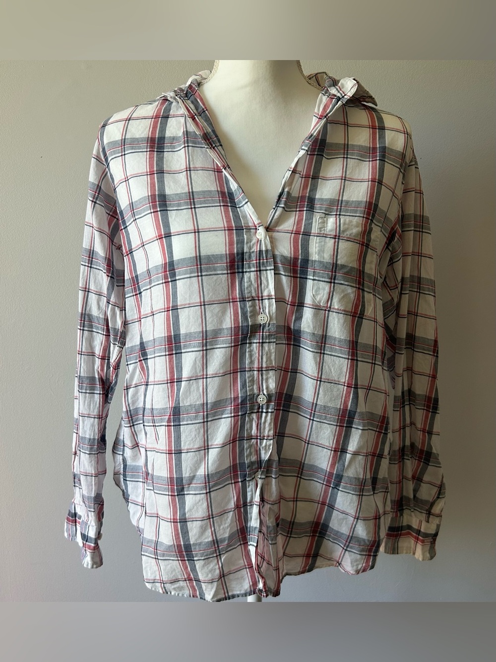 Anthropologie Grayson Flannel Striped Longsleeve Button Up Blouse Size Small
